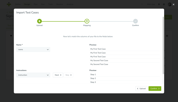 Testcases-import